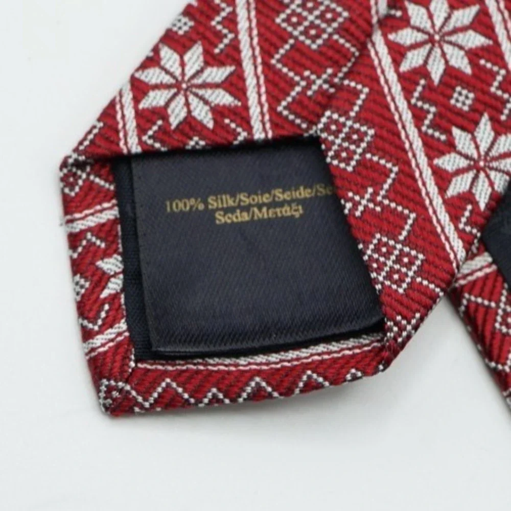 Brooks Brothers Red 100% Silk Tie Geometric Pattern‎ USA Made